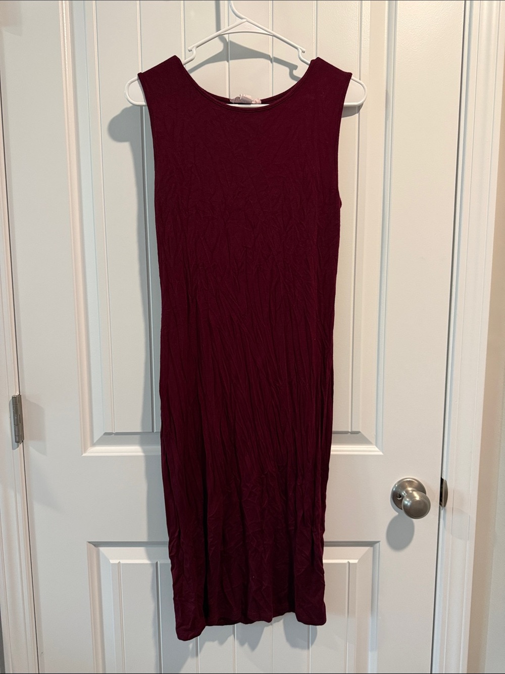 Sleeveless Burgundy Midi Dress - Women's Classic Solid Dress